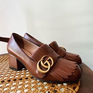 Gucci marmont loafer mid heel